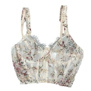 Floral Embroidered Cream Corset lingerie small